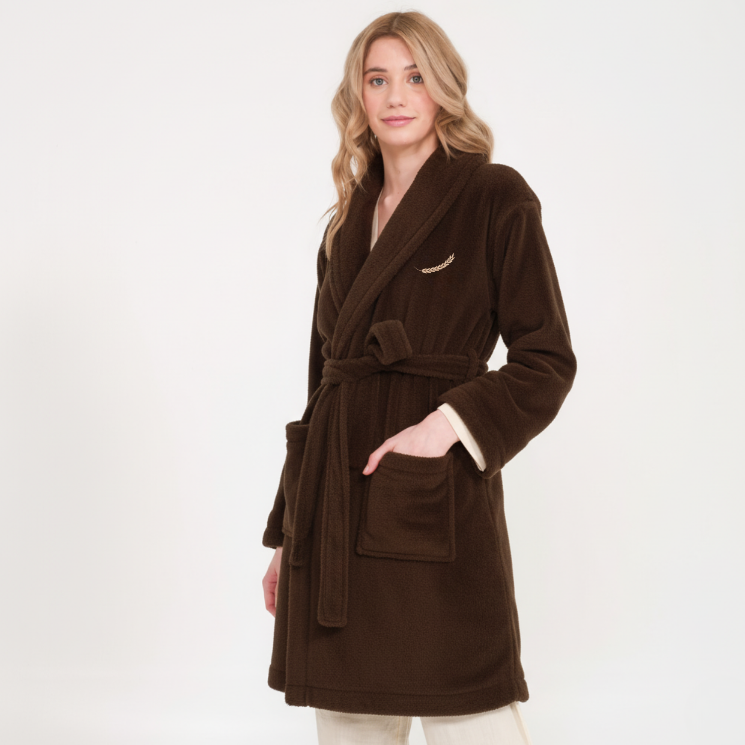 Sabahlık - Kadın Welsoft Şal Yaka Polar Sabahlık - Miespiga