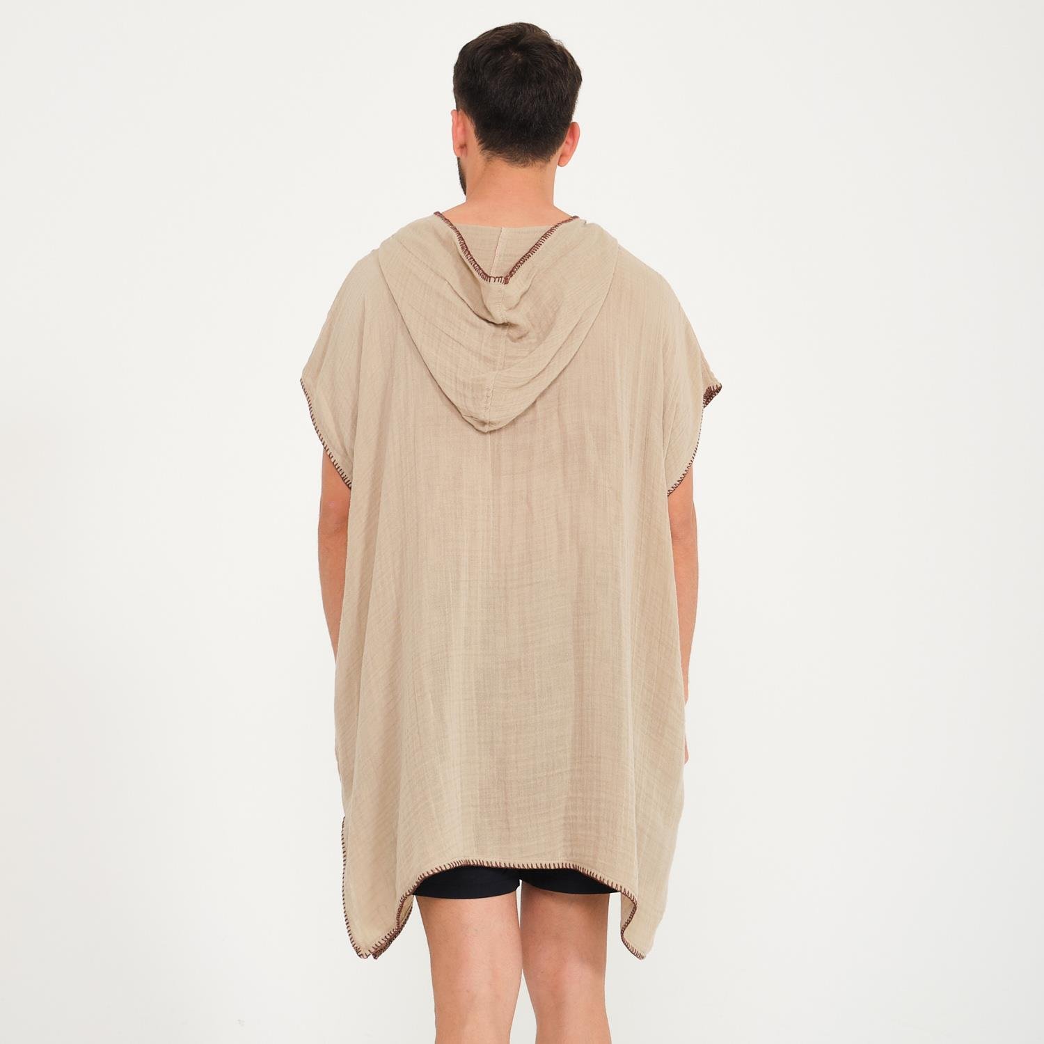 Müslin Panço - Kapüşonlu Erkek Müslin Sörf Panço - Miespiga