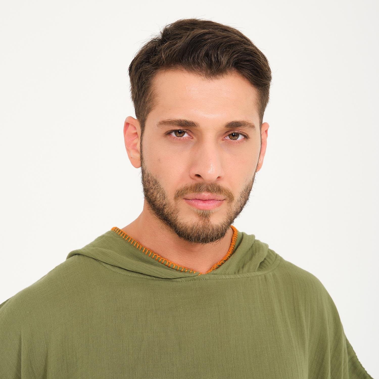 Müslin Panço - Kapüşonlu Erkek Müslin Sörf Panço - Miespiga