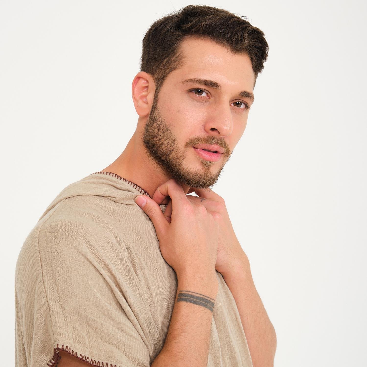 Müslin Panço - Kapüşonlu Erkek Müslin Sörf Panço - Miespiga