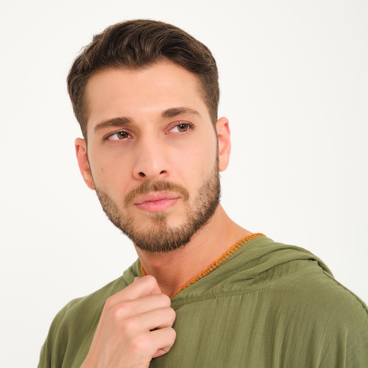 Müslin Panço - Kapüşonlu Erkek Müslin Sörf Panço - Miespiga