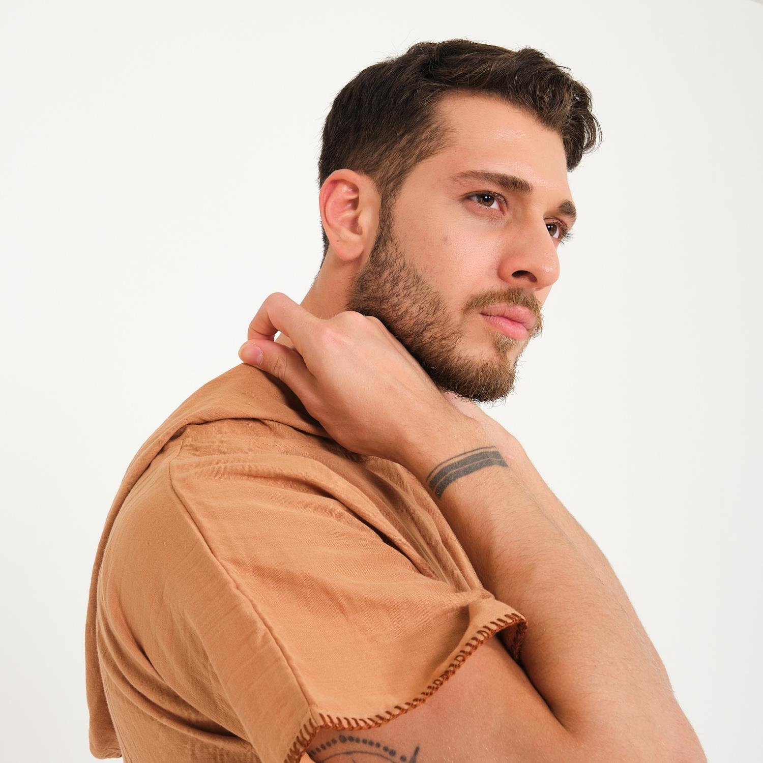 Müslin Panço - Kapüşonlu Erkek Müslin Sörf Panço - Miespiga