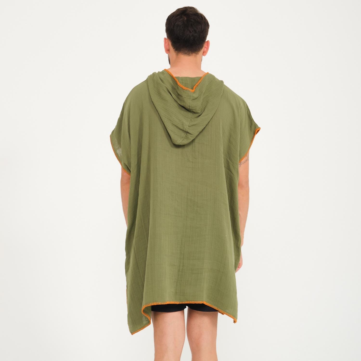 Müslin Panço - Kapüşonlu Erkek Müslin Sörf Panço - Miespiga
