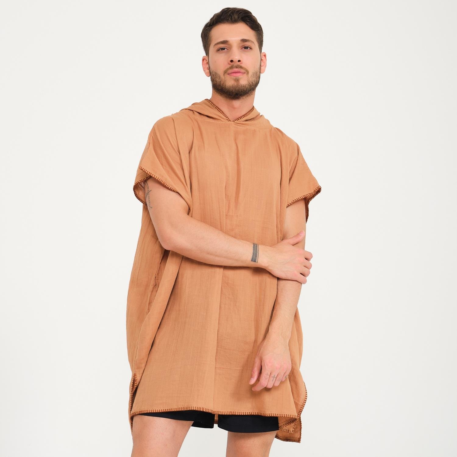 Müslin Panço - Kapüşonlu Erkek Müslin Sörf Panço - Miespiga