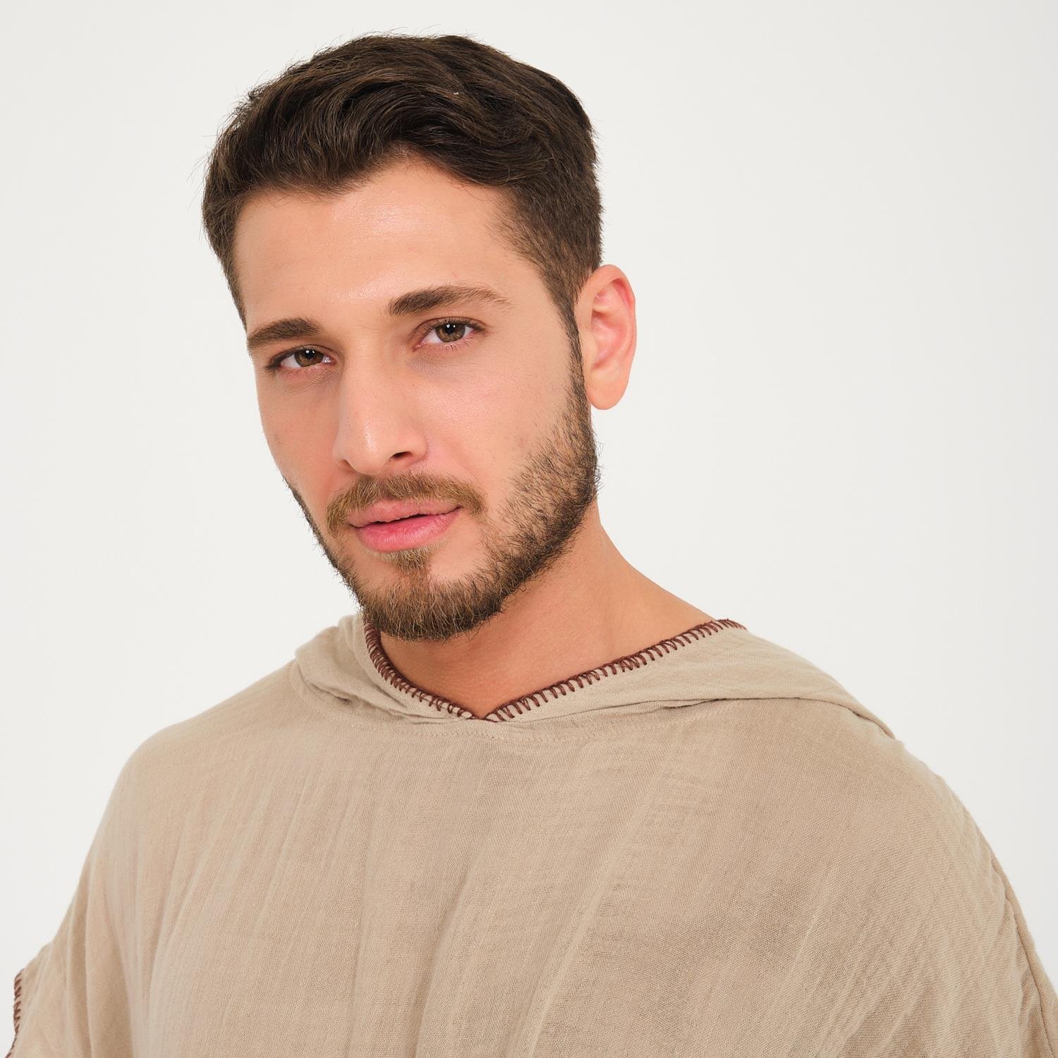 Müslin Panço - Kapüşonlu Erkek Müslin Sörf Panço - Miespiga