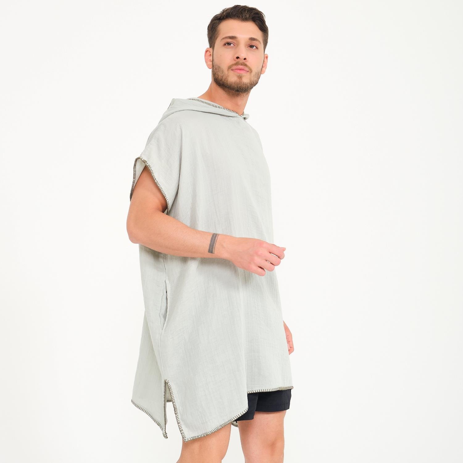 Müslin Panço - Kapüşonlu Erkek Müslin Sörf Panço - Miespiga