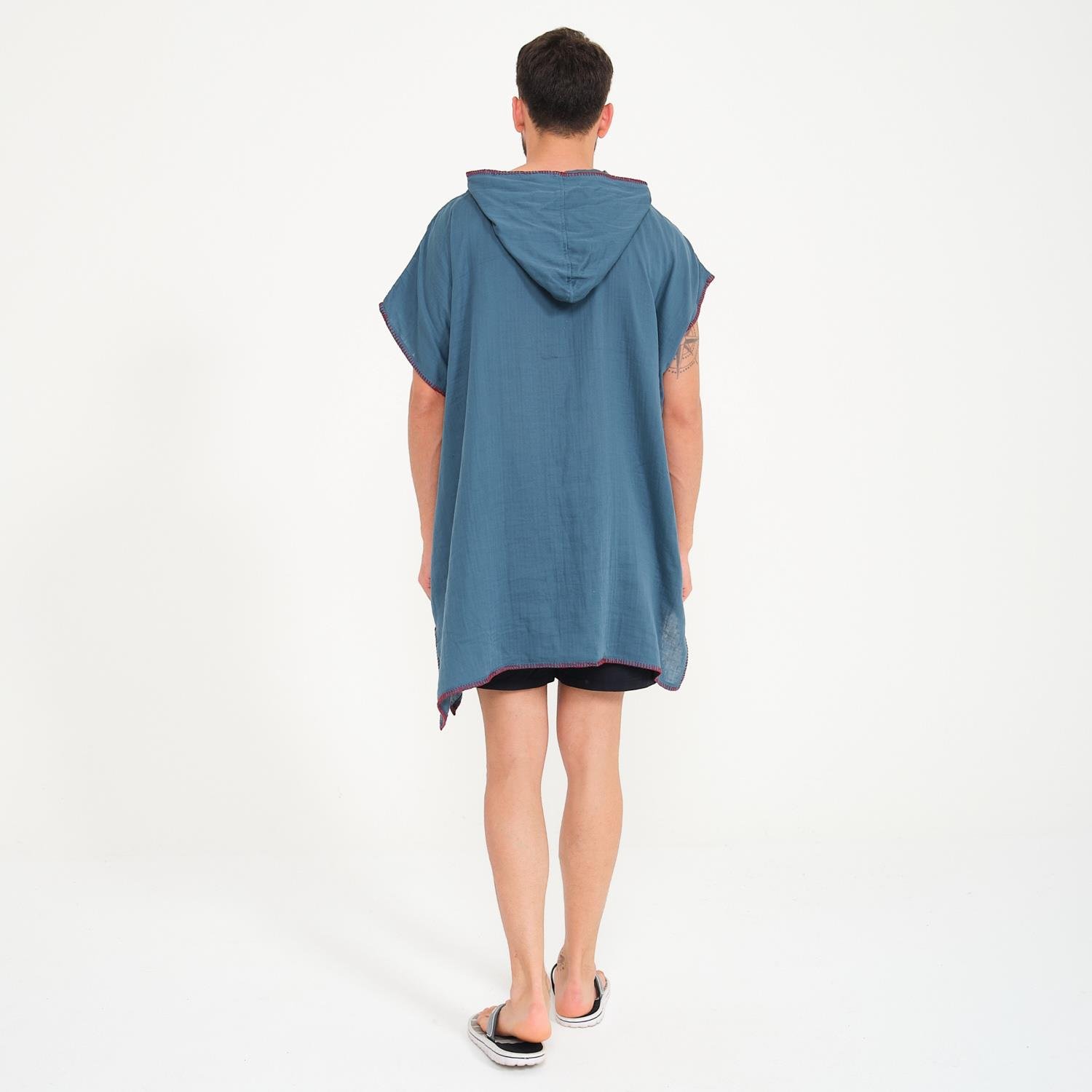 Müslin Panço - Kapüşonlu Erkek Müslin Sörf Panço - Miespiga