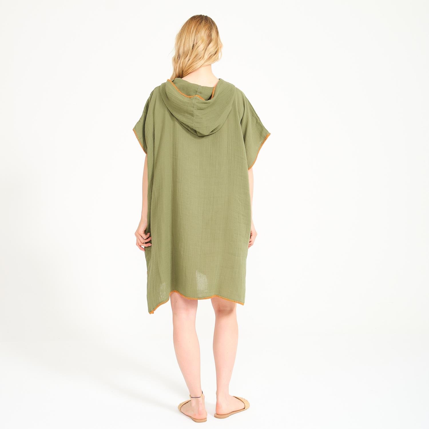 Müslin Panço - Kapüşonlu Kadın Müslin Sörf Yetişkin Panço - Miespiga