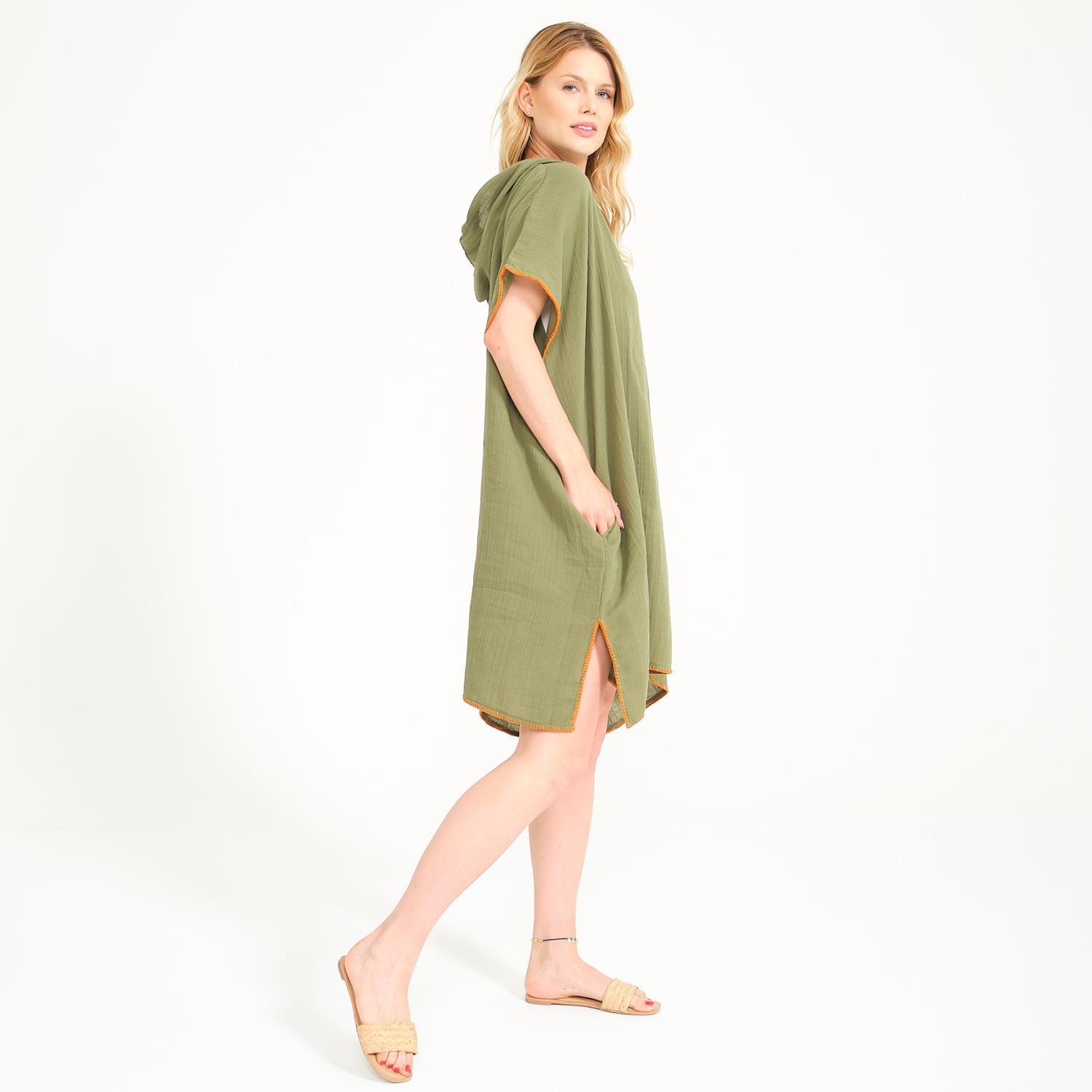 Müslin Panço - Kapüşonlu Kadın Müslin Sörf Yetişkin Panço - Miespiga