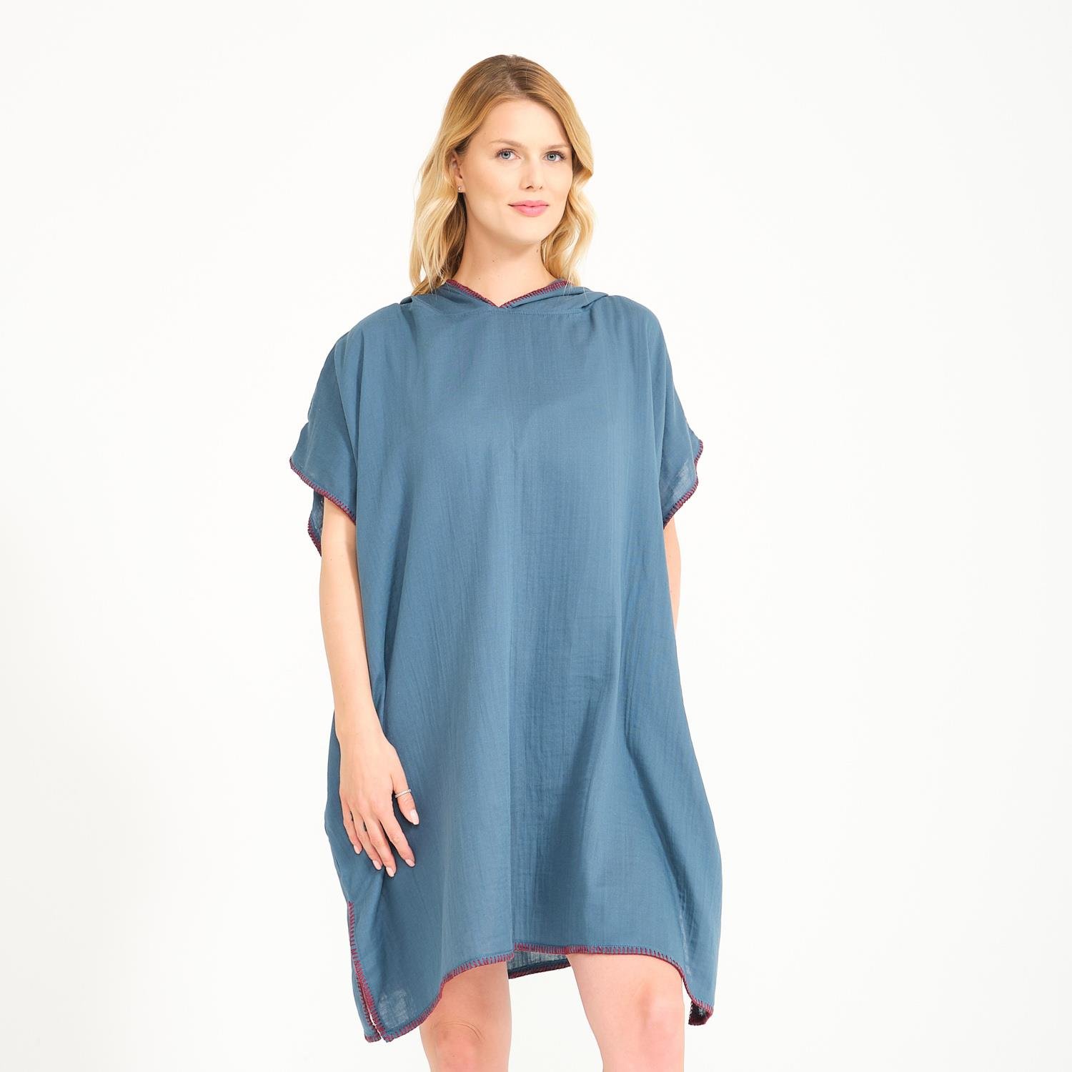 Müslin Panço - Kapüşonlu Kadın Müslin Sörf Yetişkin Panço - Miespiga