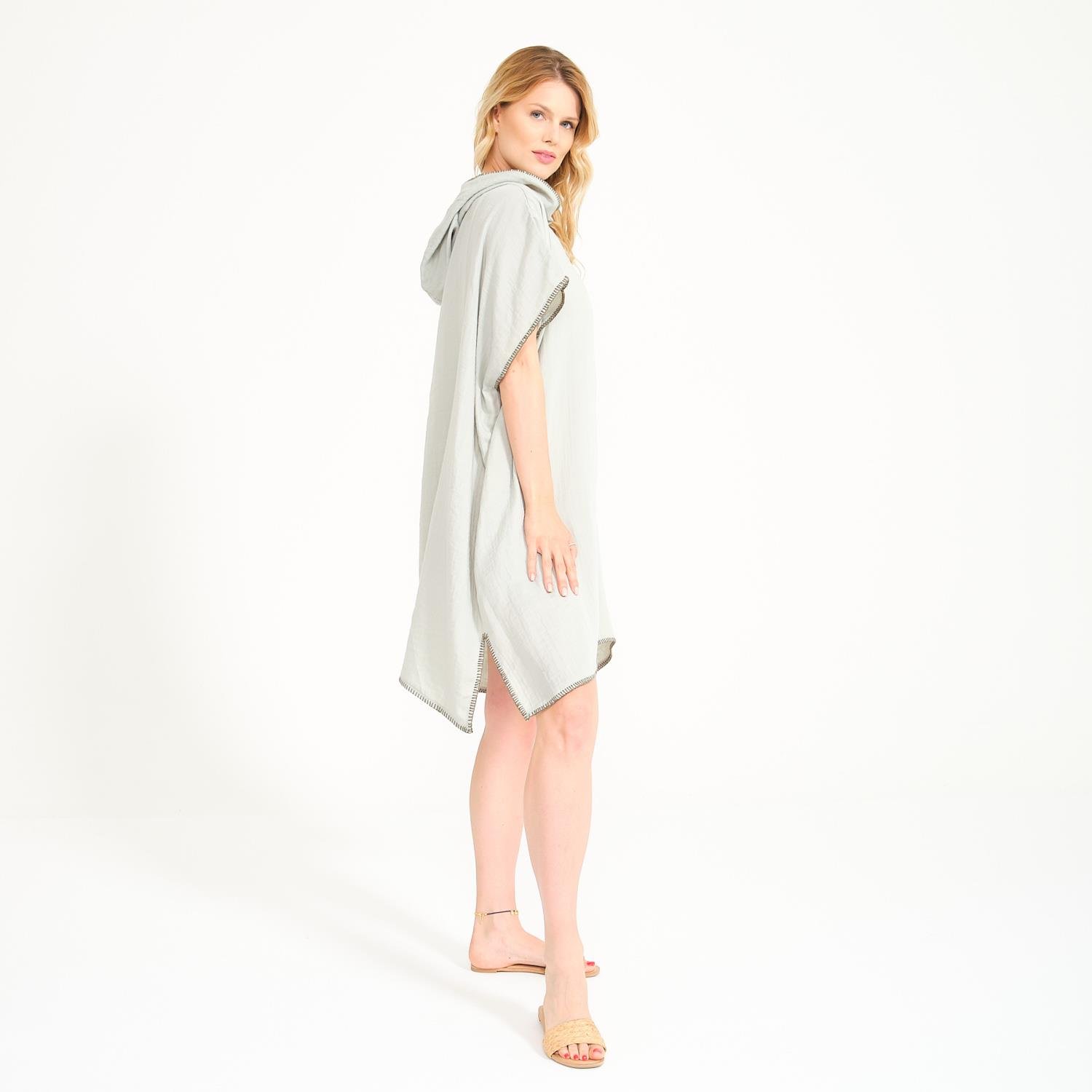 Müslin Panço - Kapüşonlu Kadın Müslin Sörf Yetişkin Panço - Miespiga