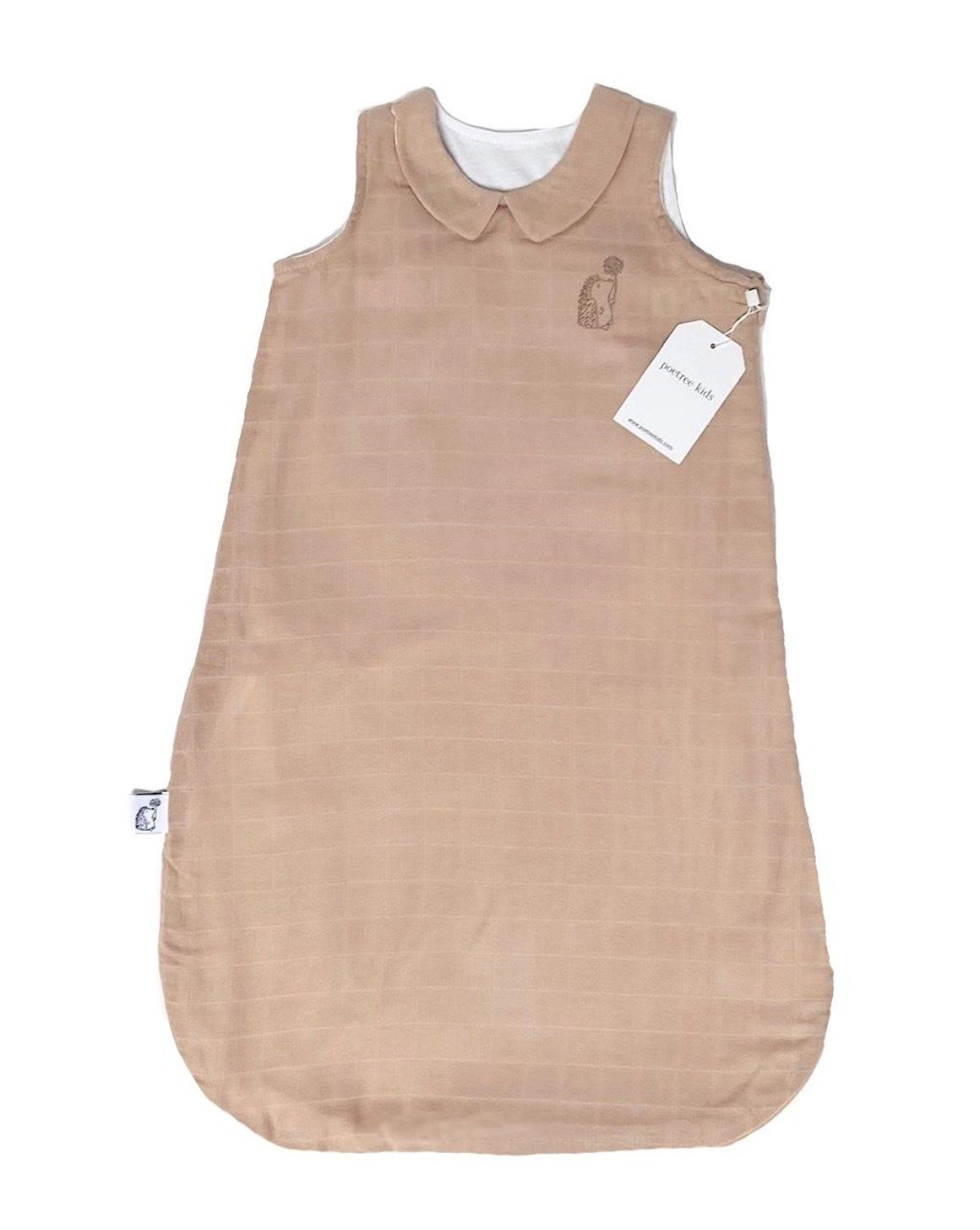 Müslin Uyku Tulumu - Kirpi Nakışlı Bebek Müslin Uyku Tulumu 65 cm - Poetree Kids