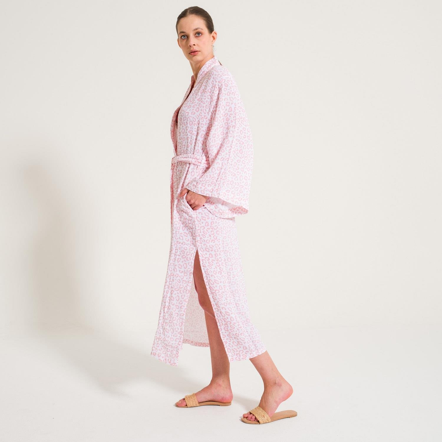 Sabahlık - Leopar Desen Müslin Kadın Sabahlık - Miespiga