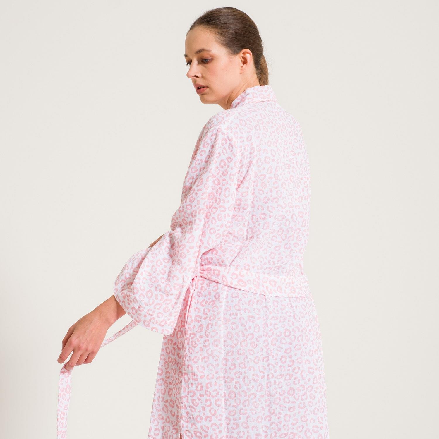 Sabahlık - Leopar Desen Müslin Kadın Sabahlık - Miespiga