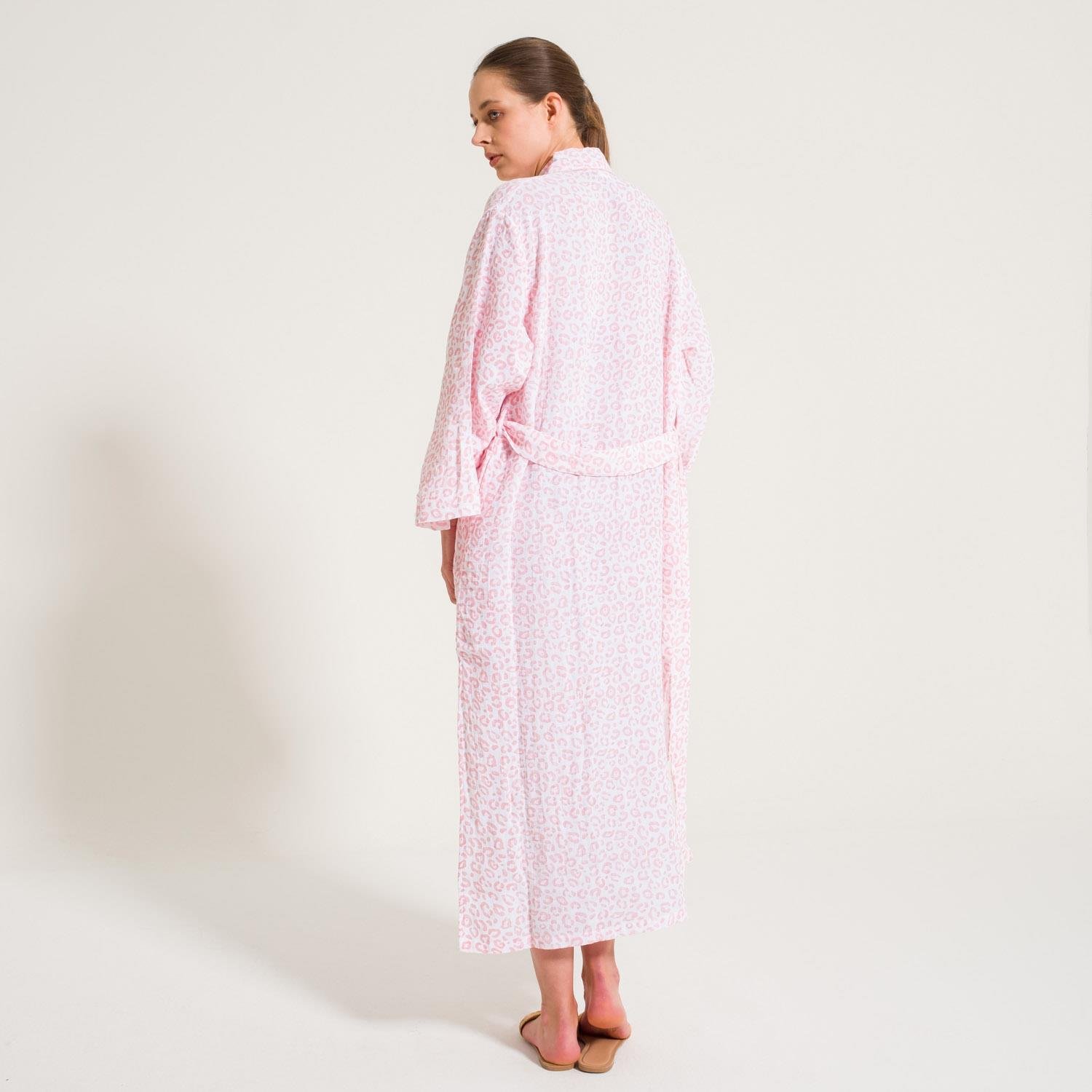 Sabahlık - Leopar Desen Müslin Kadın Sabahlık - Miespiga