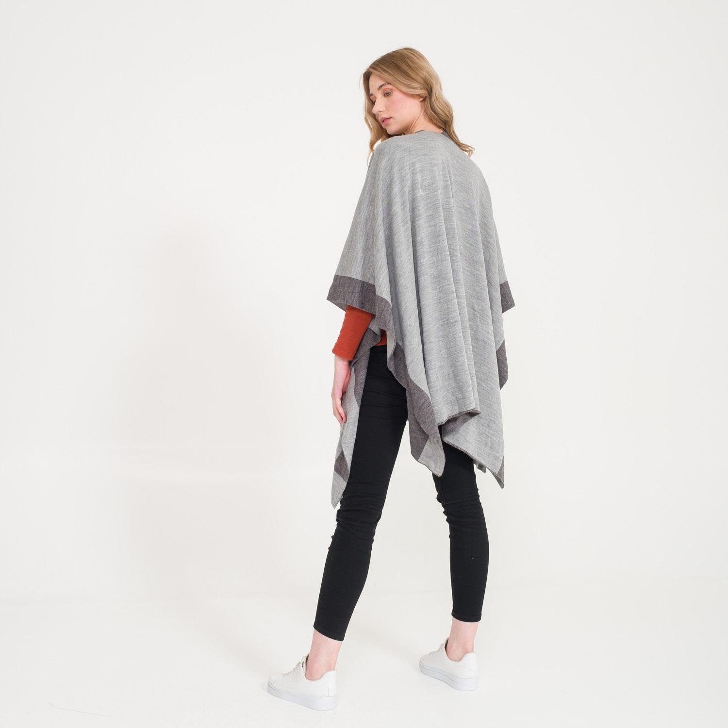 Triko Panço - Linea Çift Taraflı Triko Kadın Şal Panço - Miespiga