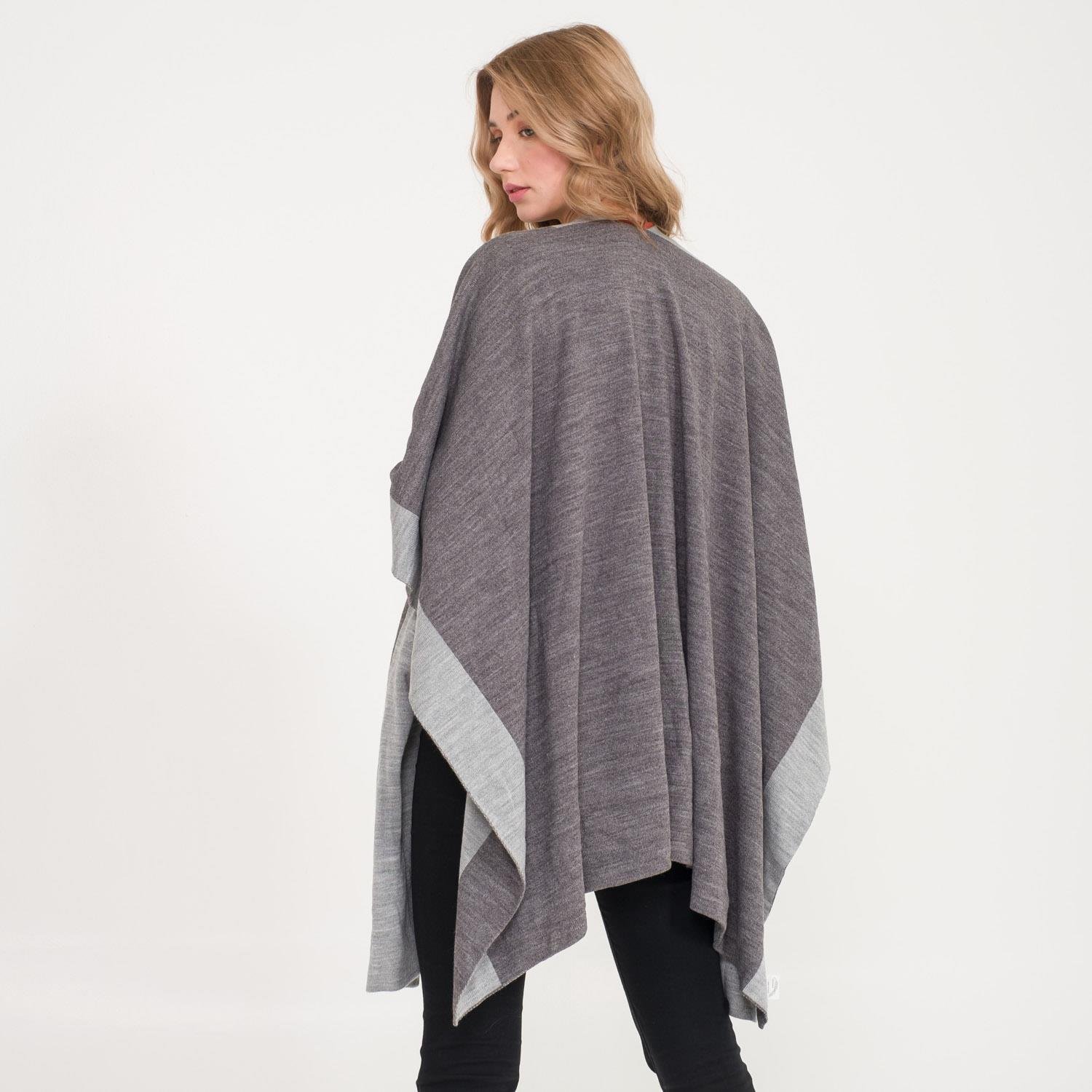 Triko Panço - Linea Çift Taraflı Triko Kadın Şal Panço - Miespiga