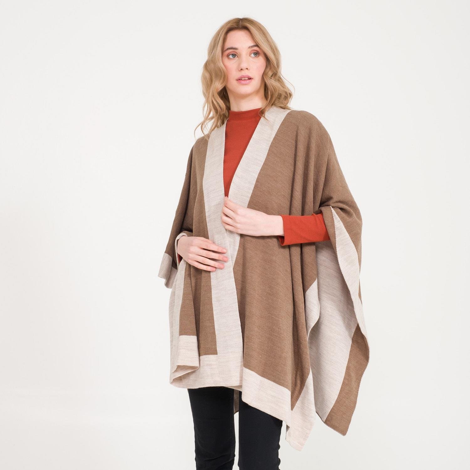 Triko Panço - Linea Çift Taraflı Triko Kadın Şal Panço - Miespiga