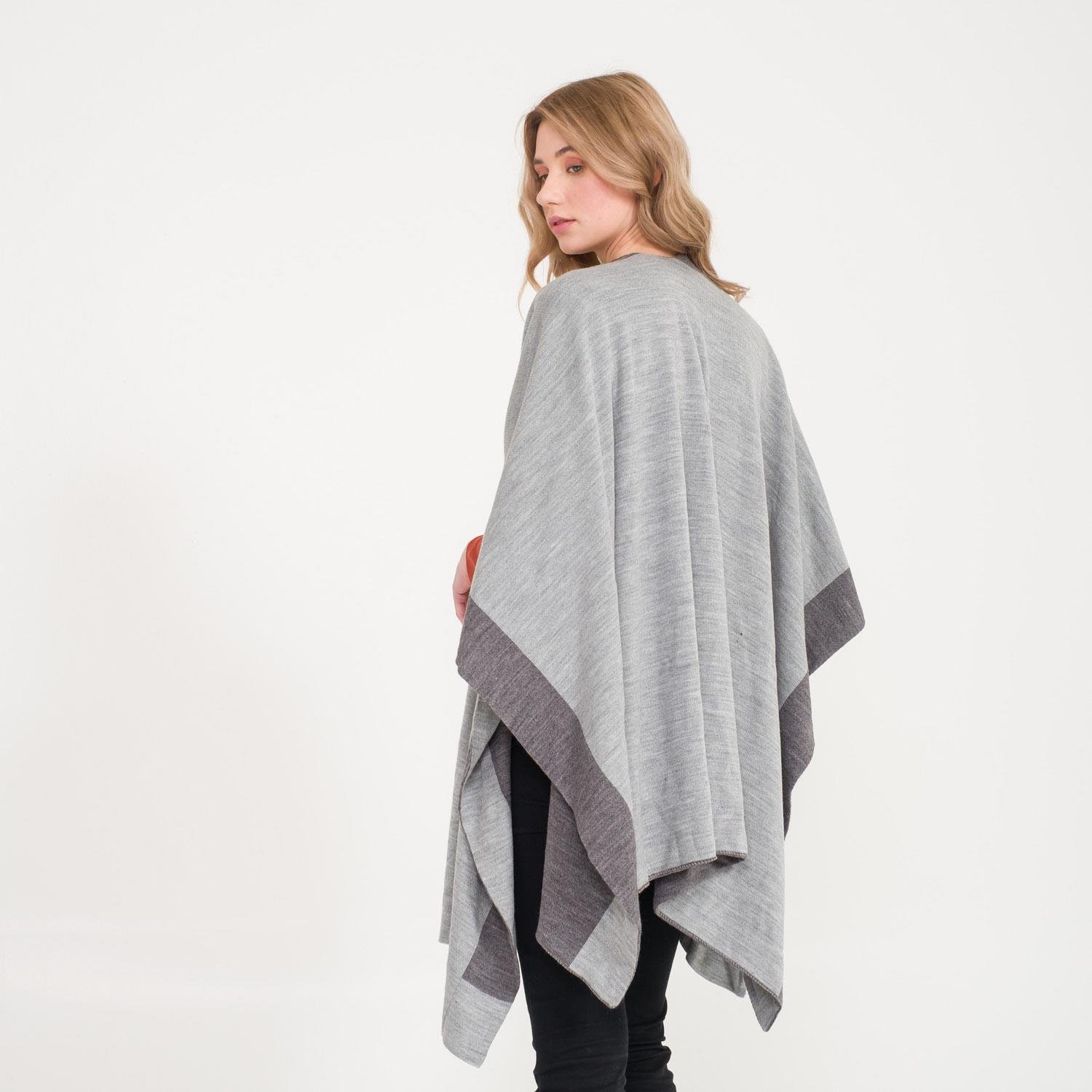 Triko Panço - Linea Çift Taraflı Triko Kadın Şal Panço - Miespiga