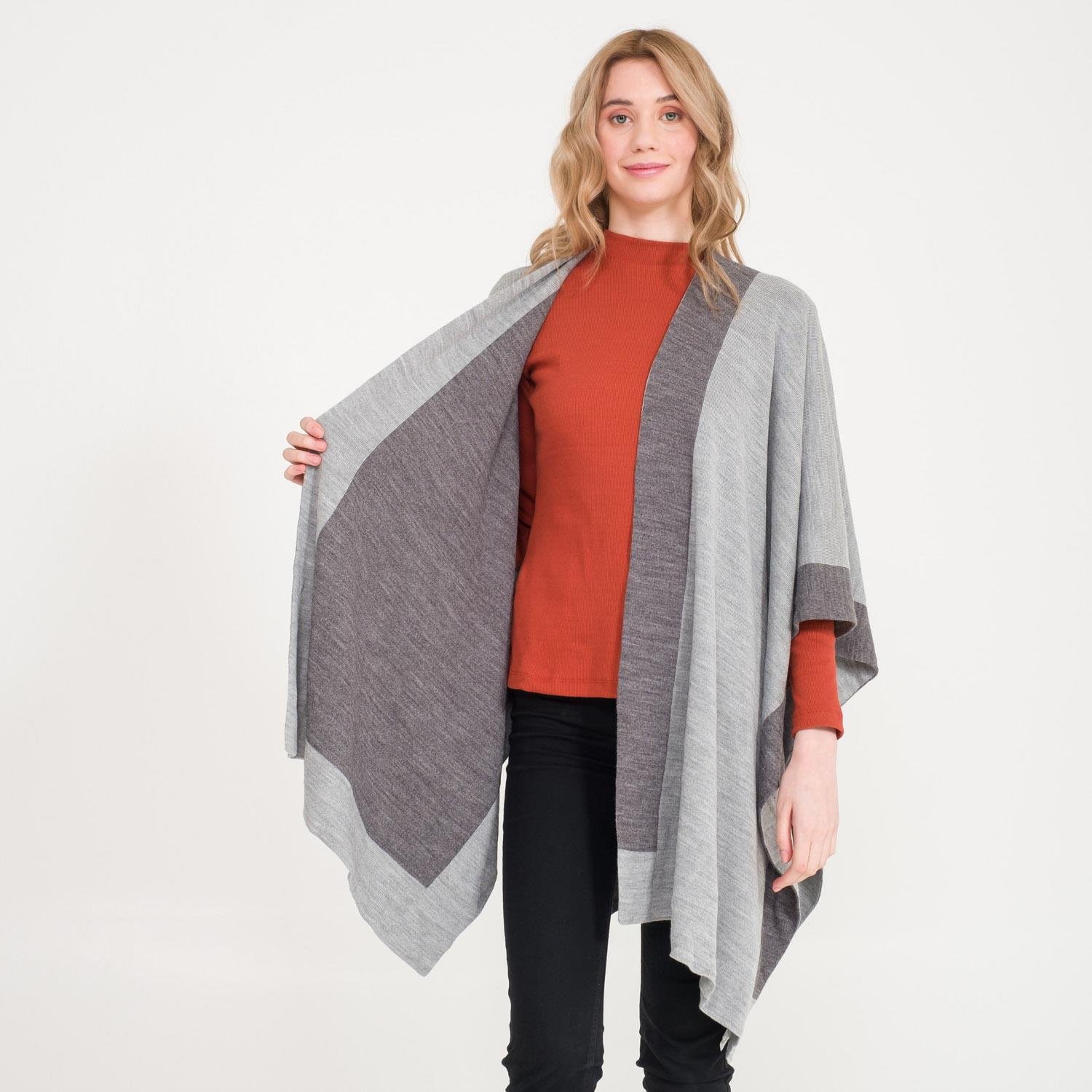 Triko Panço - Linea Çift Taraflı Triko Kadın Şal Panço - Miespiga