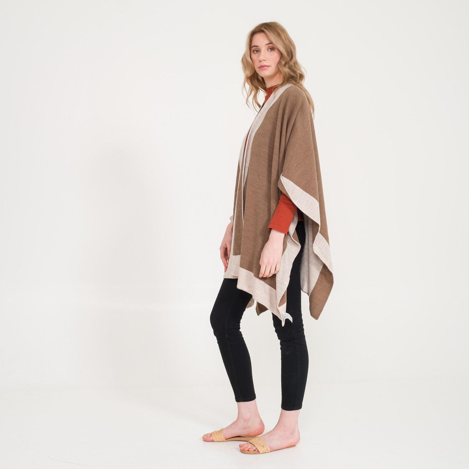 Triko Panço - Linea Çift Taraflı Triko Kadın Şal Panço - Miespiga