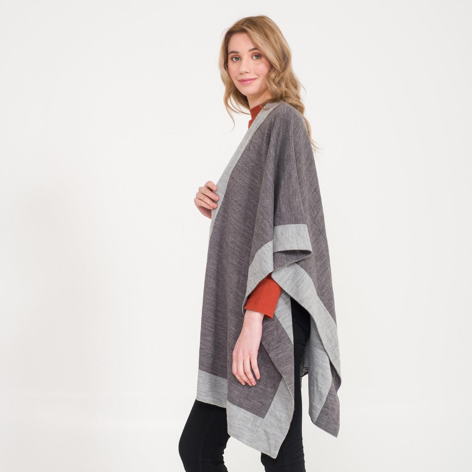 Triko Panço - Linea Çift Taraflı Triko Kadın Şal Panço - Miespiga