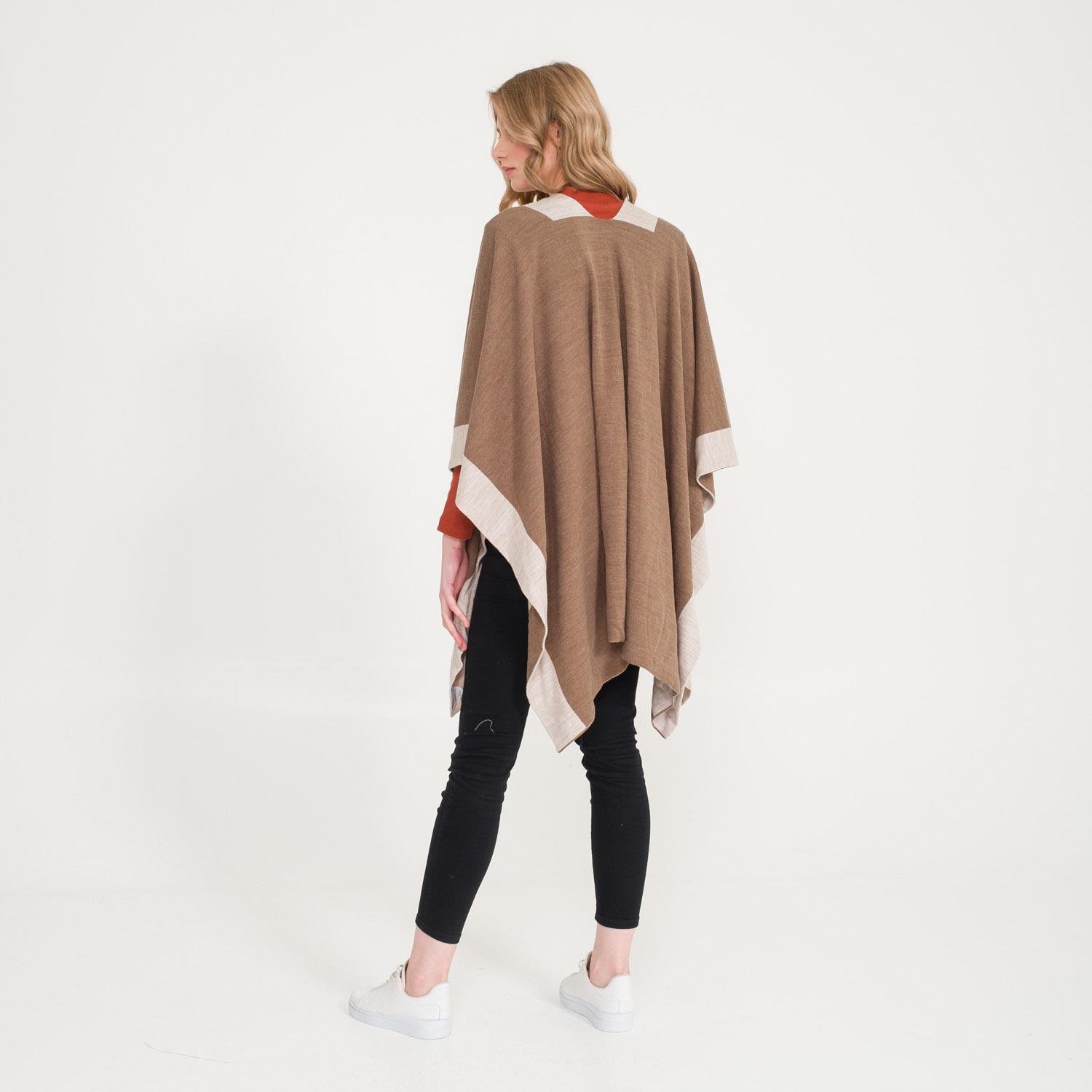 Triko Panço - Linea Çift Taraflı Triko Kadın Şal Panço - Miespiga