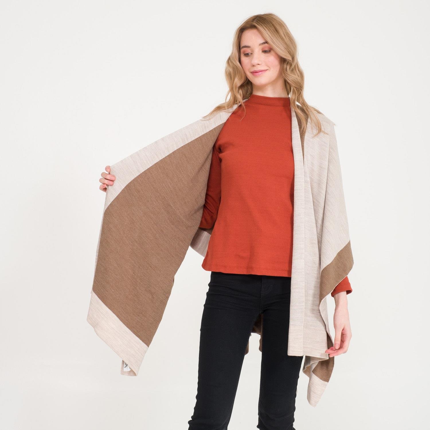 Triko Panço - Linea Çift Taraflı Triko Kadın Şal Panço - Miespiga