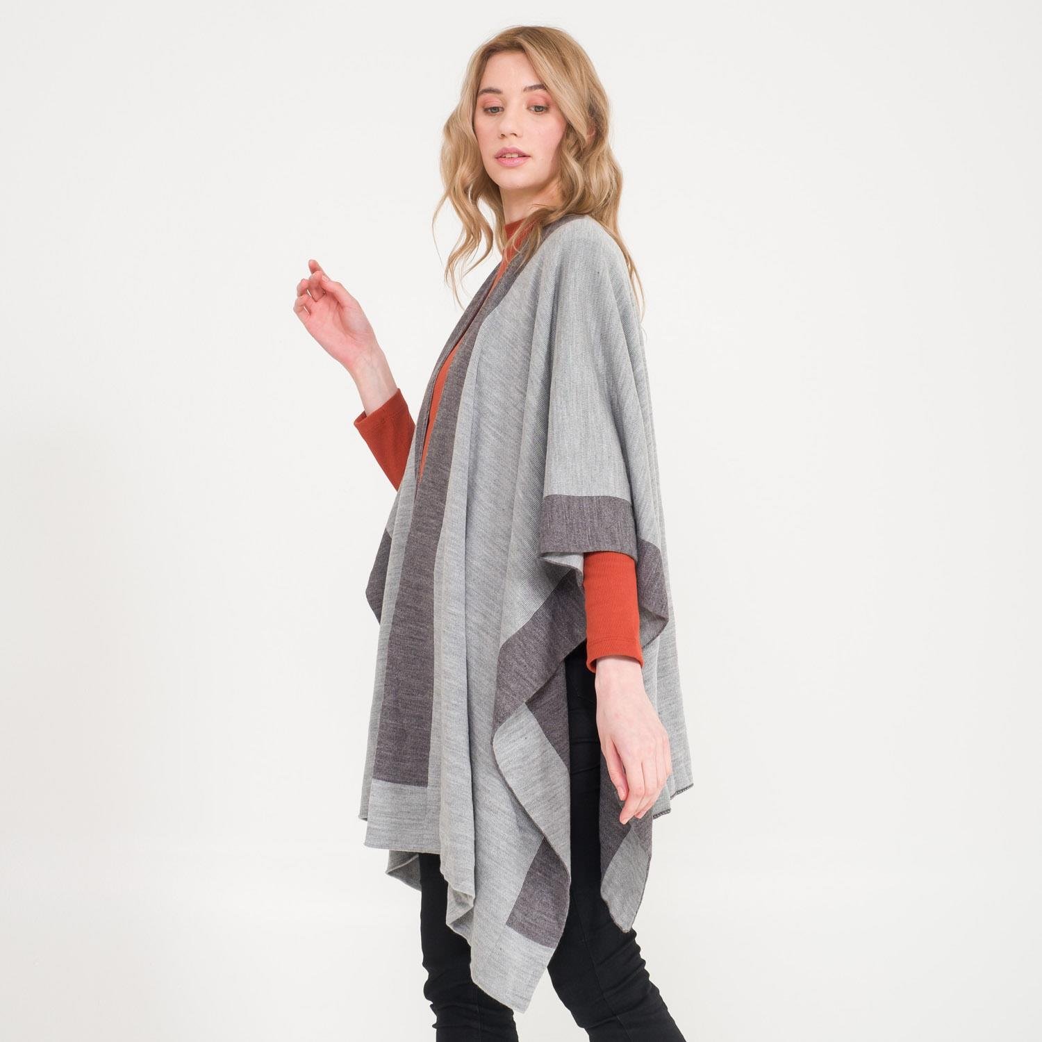 Triko Panço - Linea Çift Taraflı Triko Kadın Şal Panço - Miespiga