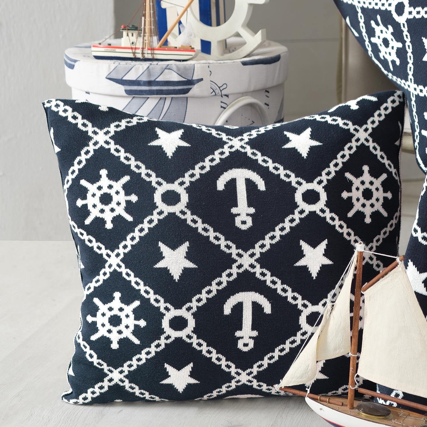 Kırlent ve Kılıfları - Marin Desen Triko Kırlent Kılıfı - Miespiga