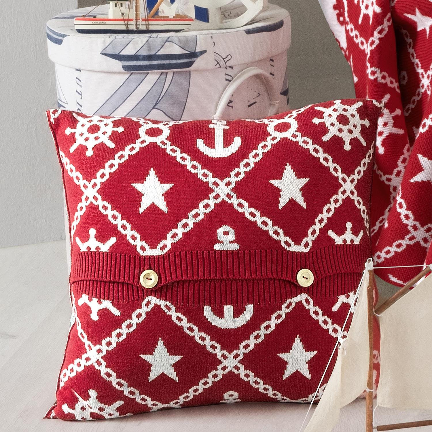 Kırlent ve Kılıfları - Marin Desen Triko Kırlent Kılıfı - Miespiga