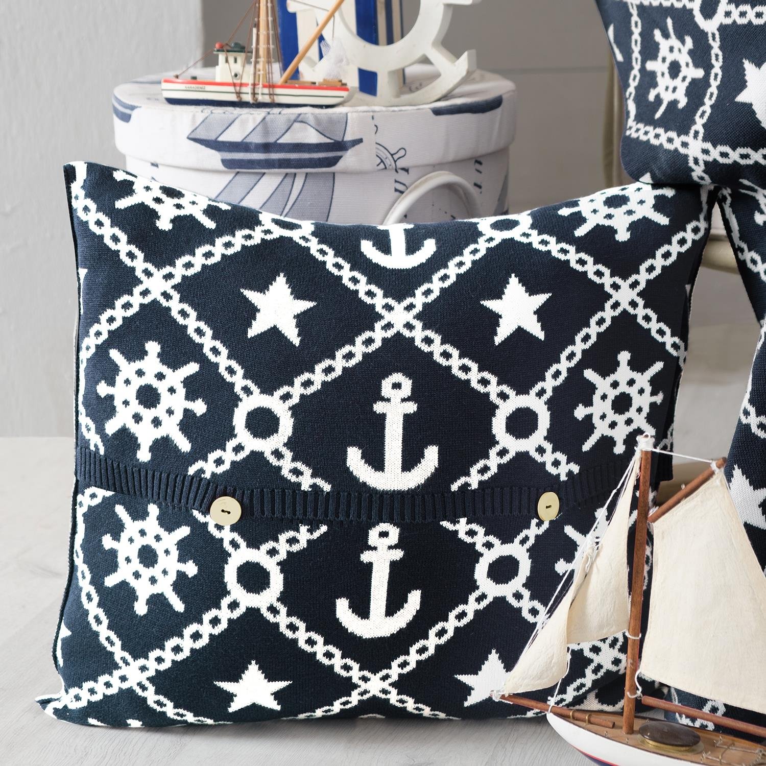 Kırlent ve Kılıfları - Marin Desen Triko Kırlent Kılıfı - Miespiga