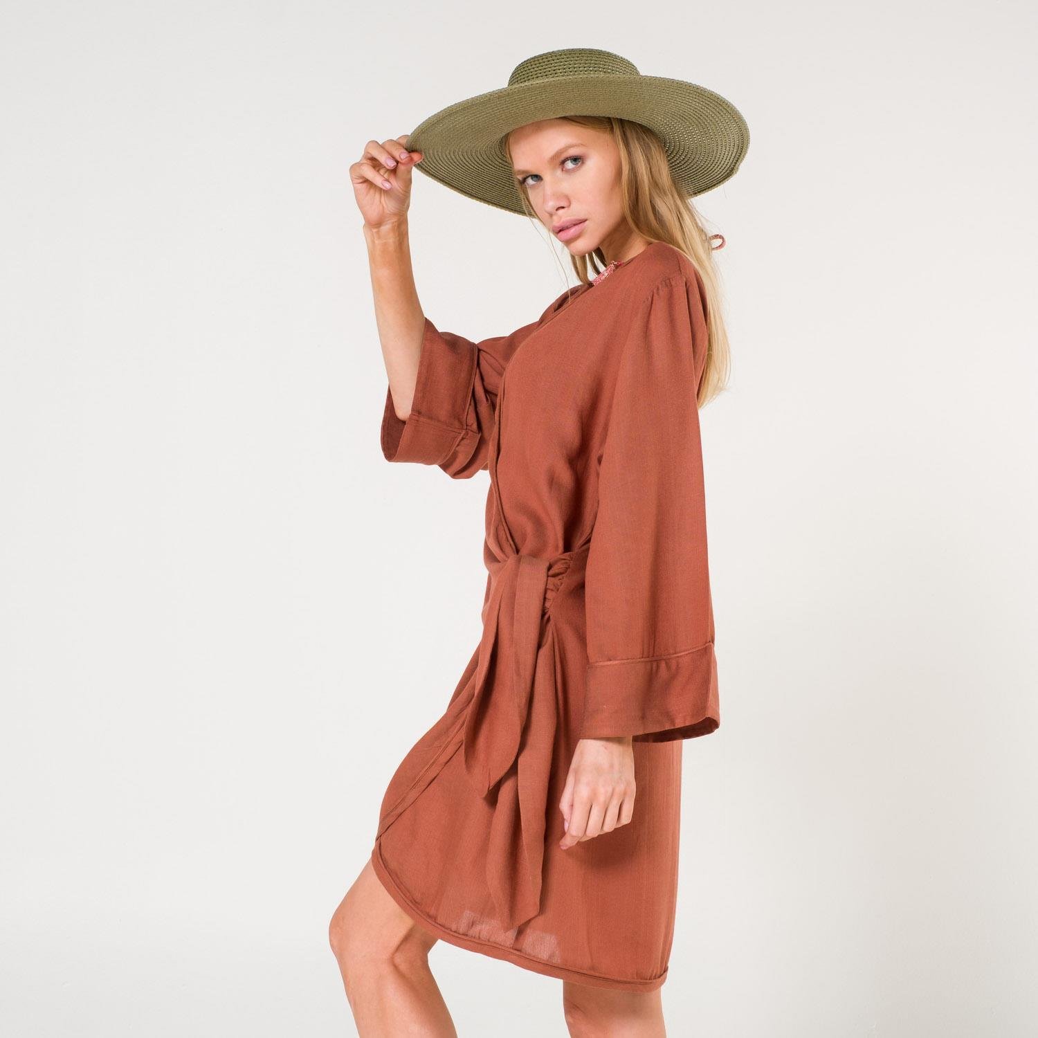 Plaj Elbisesi - Mona Kadın Kruvaze Pul Baskılı Plaj Elbisesi - Miespiga