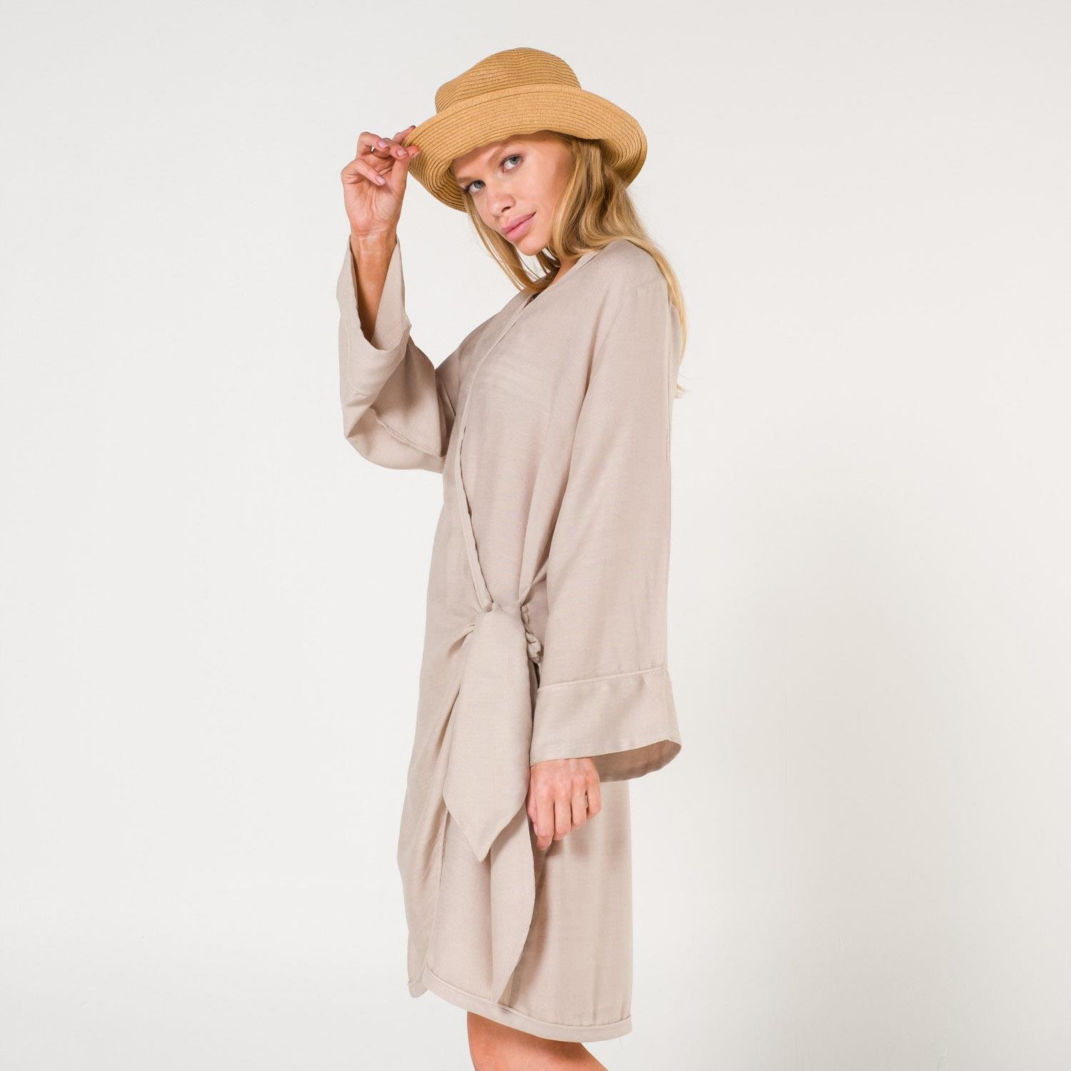 Plaj Elbisesi - Mona Kadın Kruvaze Pul Baskılı Plaj Elbisesi - Miespiga