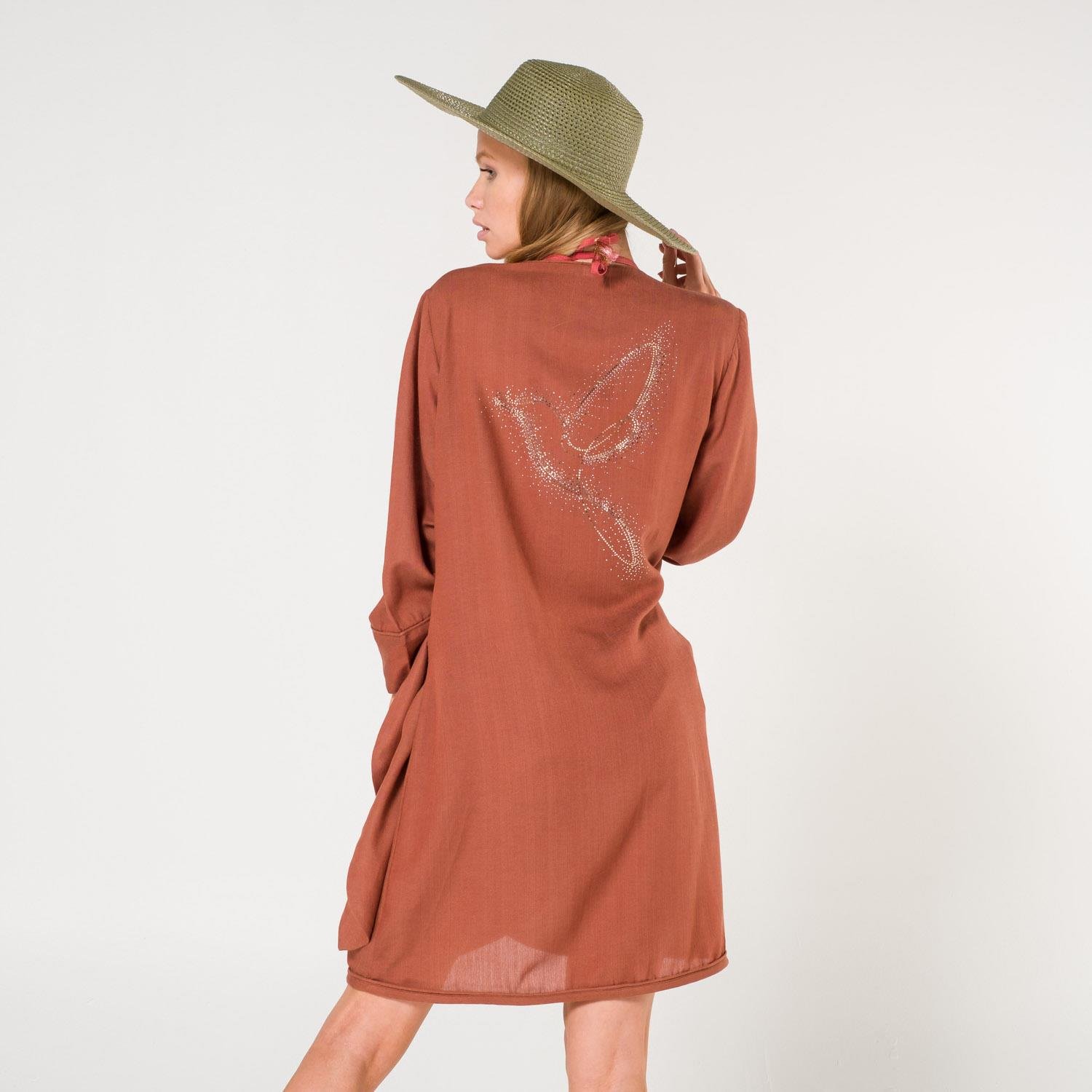 Plaj Elbisesi - Mona Kadın Kruvaze Pul Baskılı Plaj Elbisesi - Miespiga