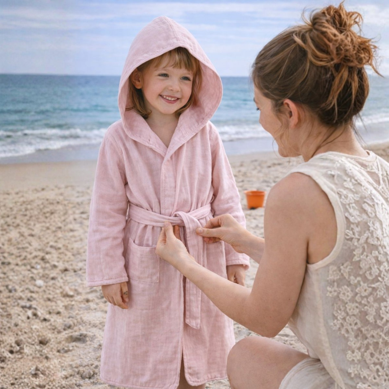Müslin Bornoz - Pamuklu Kapüşonlu Çocuk Müslin Bornoz - Miespiga