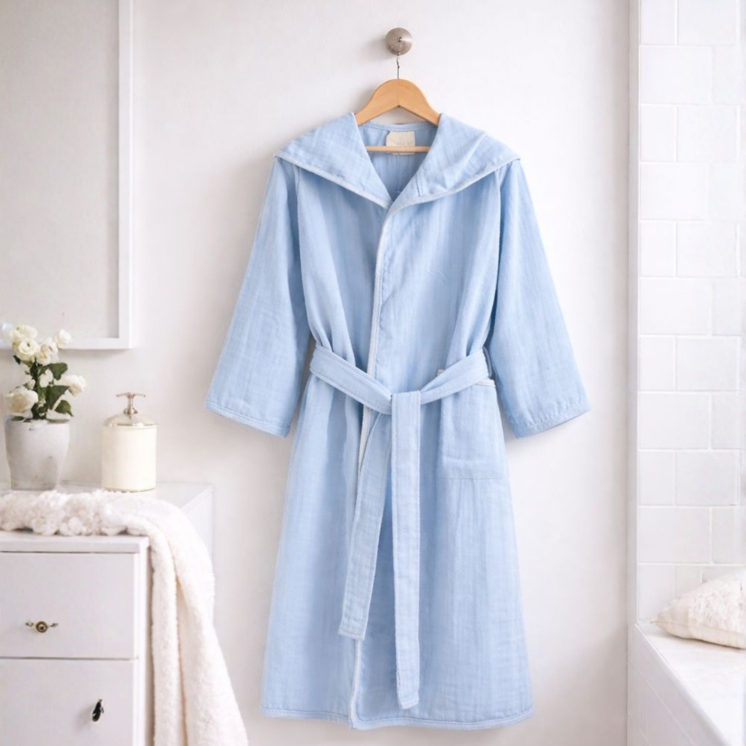 Müslin Bornoz - Pamuklu Kapüşonlu Çocuk Müslin Bornoz - Miespiga