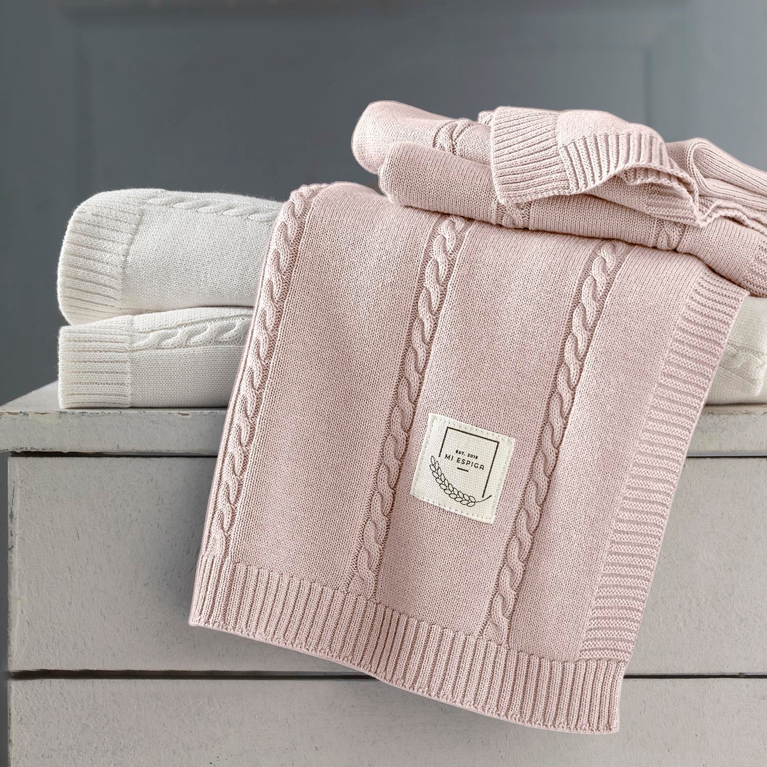 Battaniye - Pamuklu Triko Örgü Bebek Battaniyesi Me Classic - Miespiga