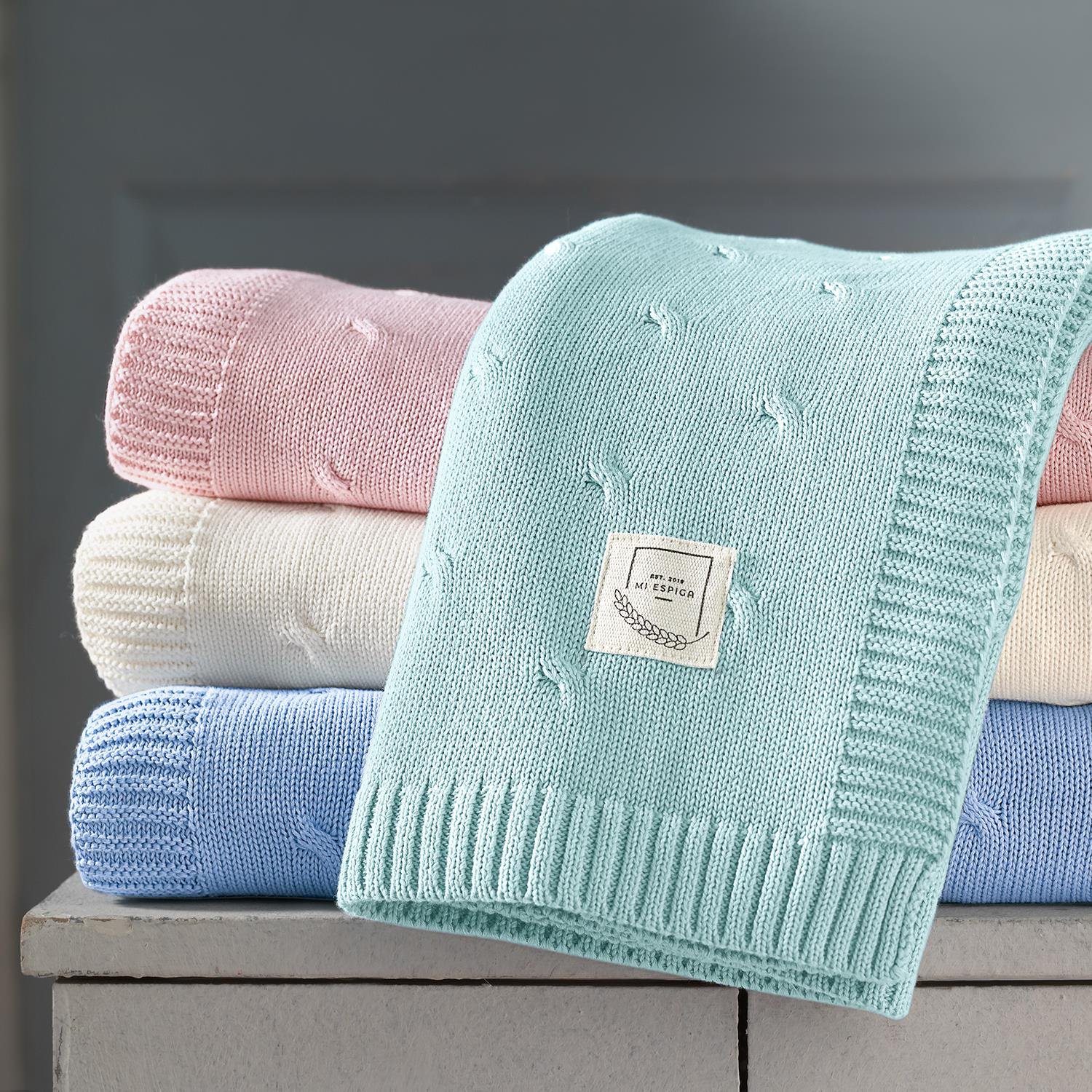 Battaniye - Pamuklu Triko Örgü Bebek Battaniyesi Sycamore - Miespiga