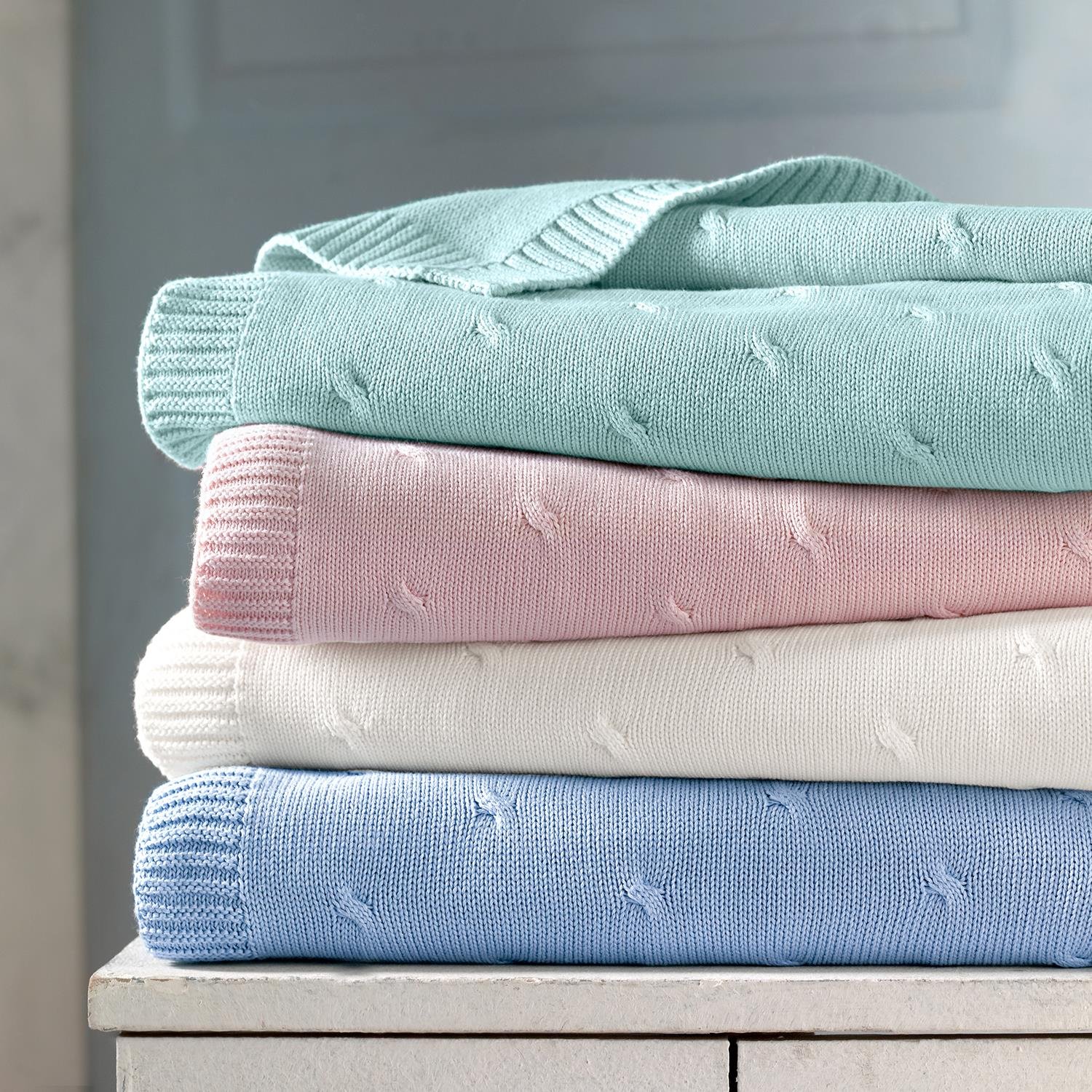 Battaniye - Pamuklu Triko Örgü Bebek Battaniyesi Sycamore - Miespiga