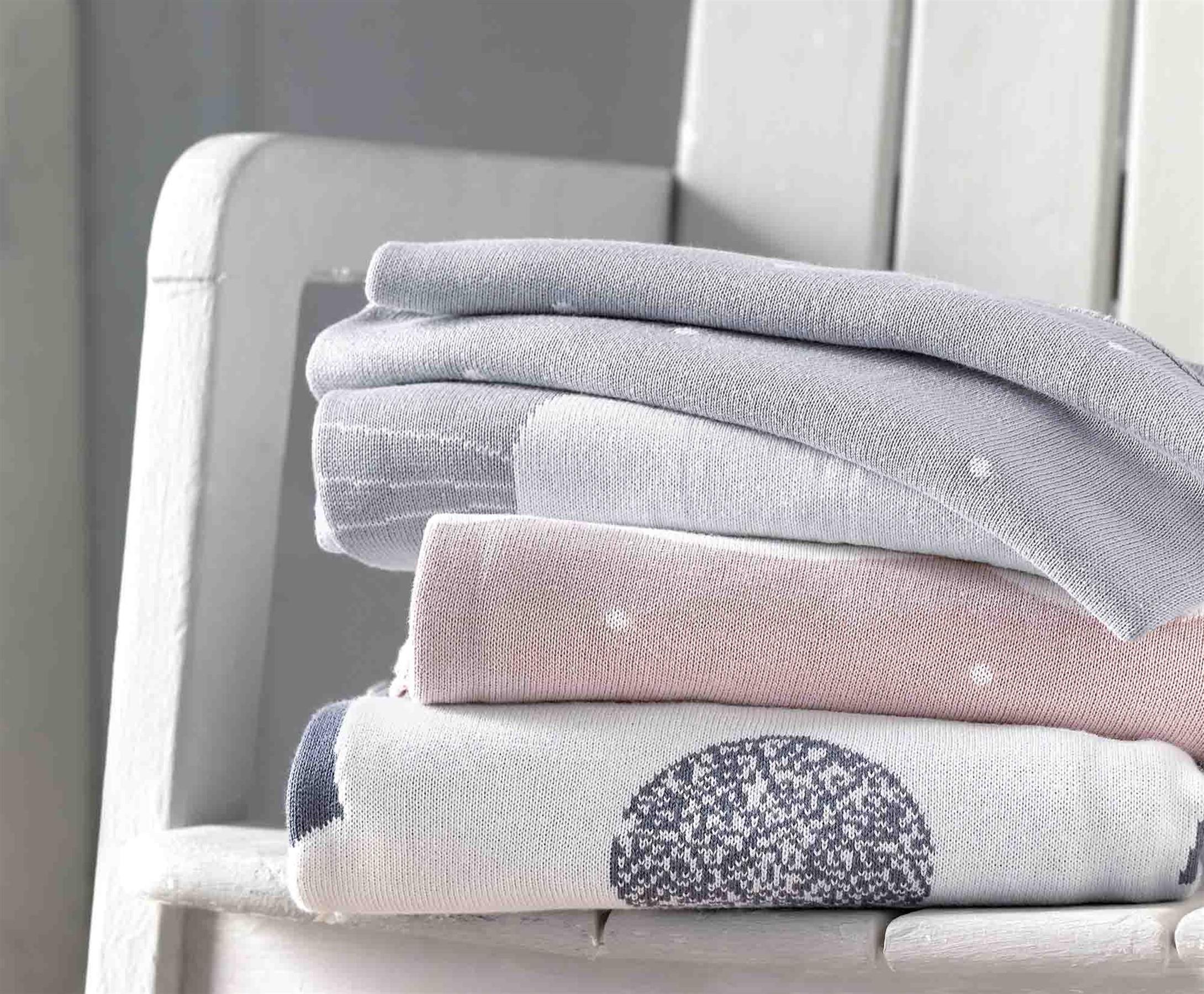 Battaniye - Pamuklu Triko Örgü Tavşan Desenli Bebek Battaniyesi Chinchilla - Miespiga