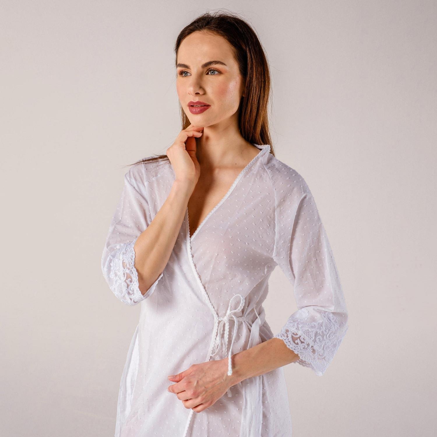 Sabahlık - Pearl Dantelli Kadın Bride Gelin Sabahlığı - Miespiga