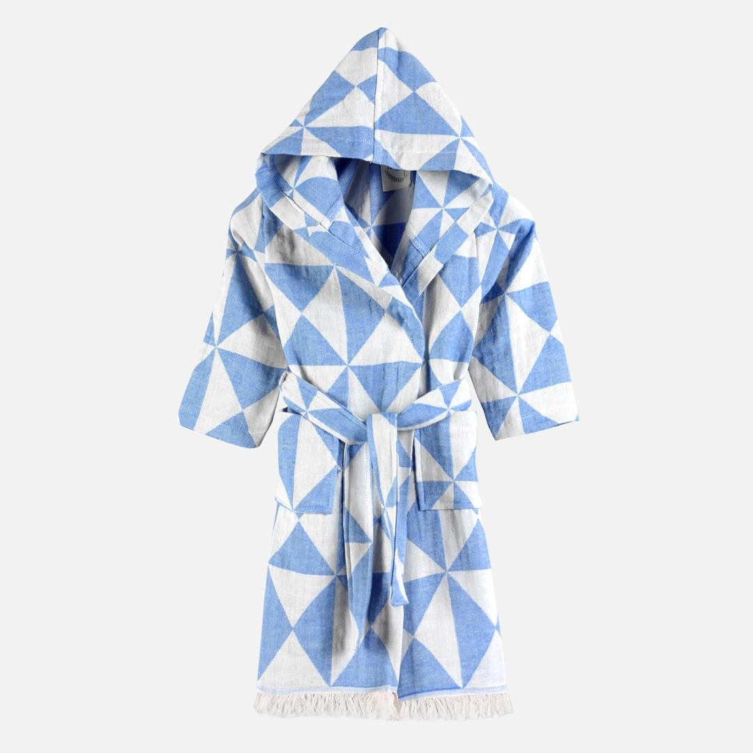 Peştamal Bornoz - Piramit Desenli Çocuk Peştemal Plaj Bornozu - Miespiga