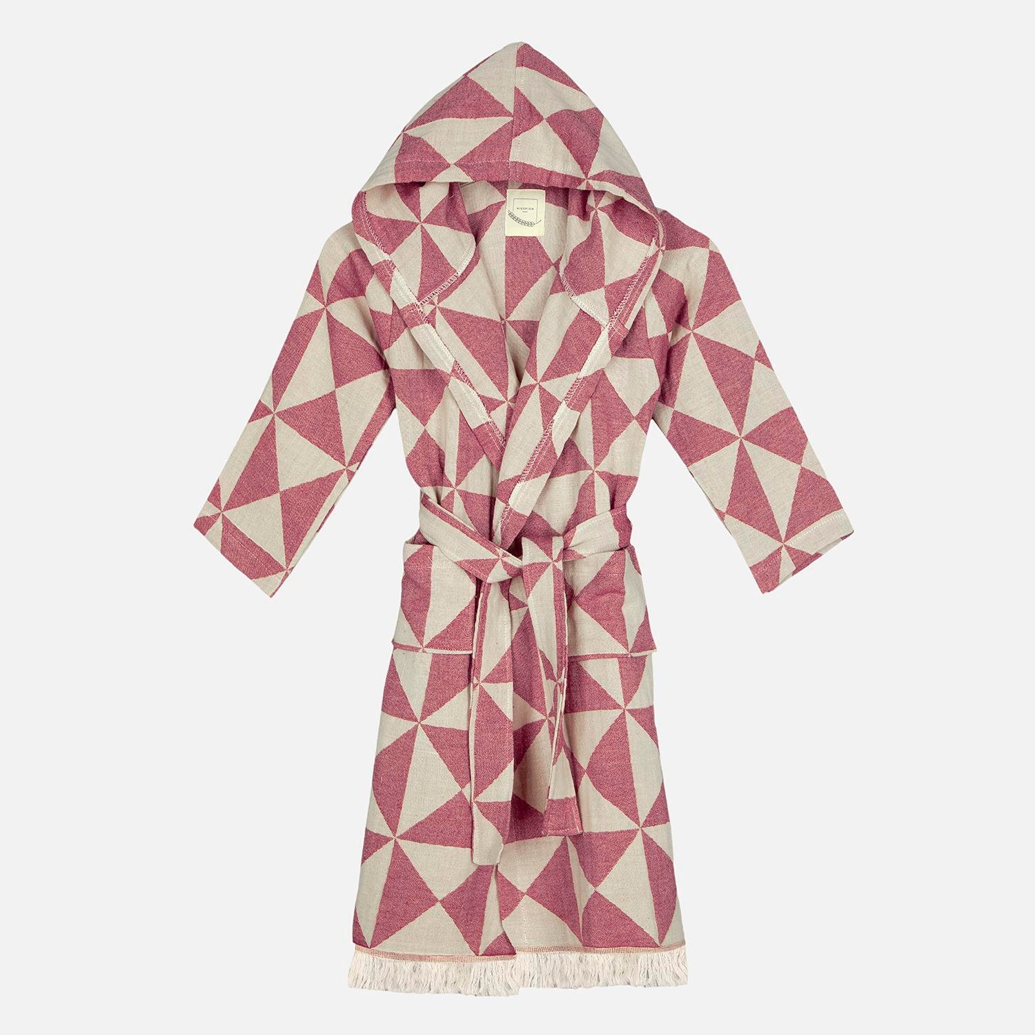 Peştamal Bornoz - Piramit Desenli Çocuk Peştemal Plaj Bornozu - Miespiga