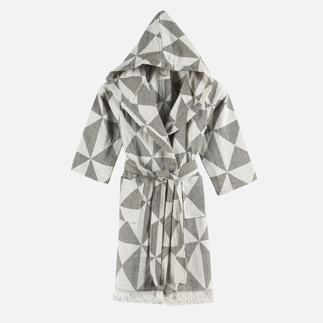 Peştamal Bornoz - Piramit Desenli Çocuk Peştemal Plaj Bornozu - Miespiga