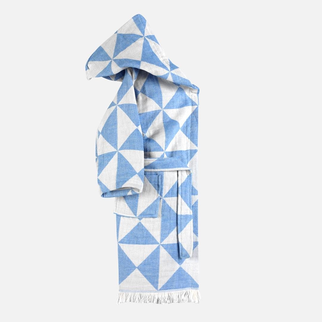 Peştamal Bornoz - Piramit Desenli Çocuk Peştemal Plaj Bornozu - Miespiga