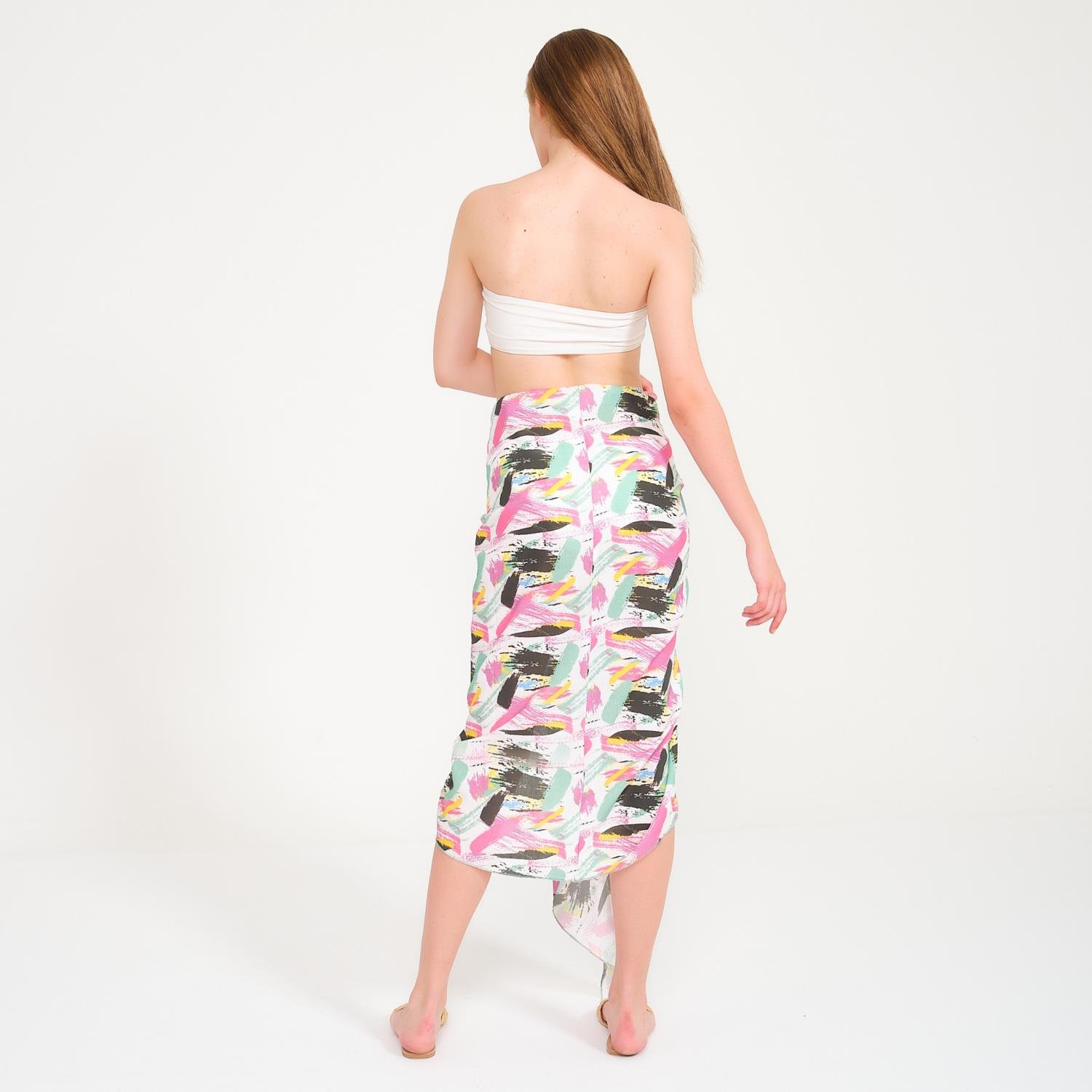 Plaj Eteği - Renkli Baskılı Etek Pareo - Miespiga