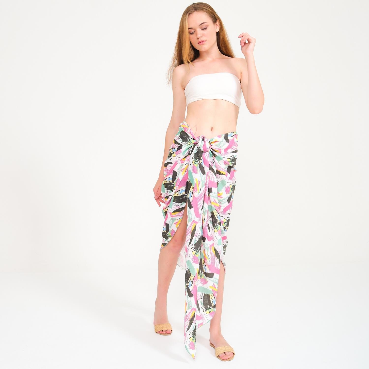 Plaj Eteği - Renkli Baskılı Etek Pareo - Miespiga