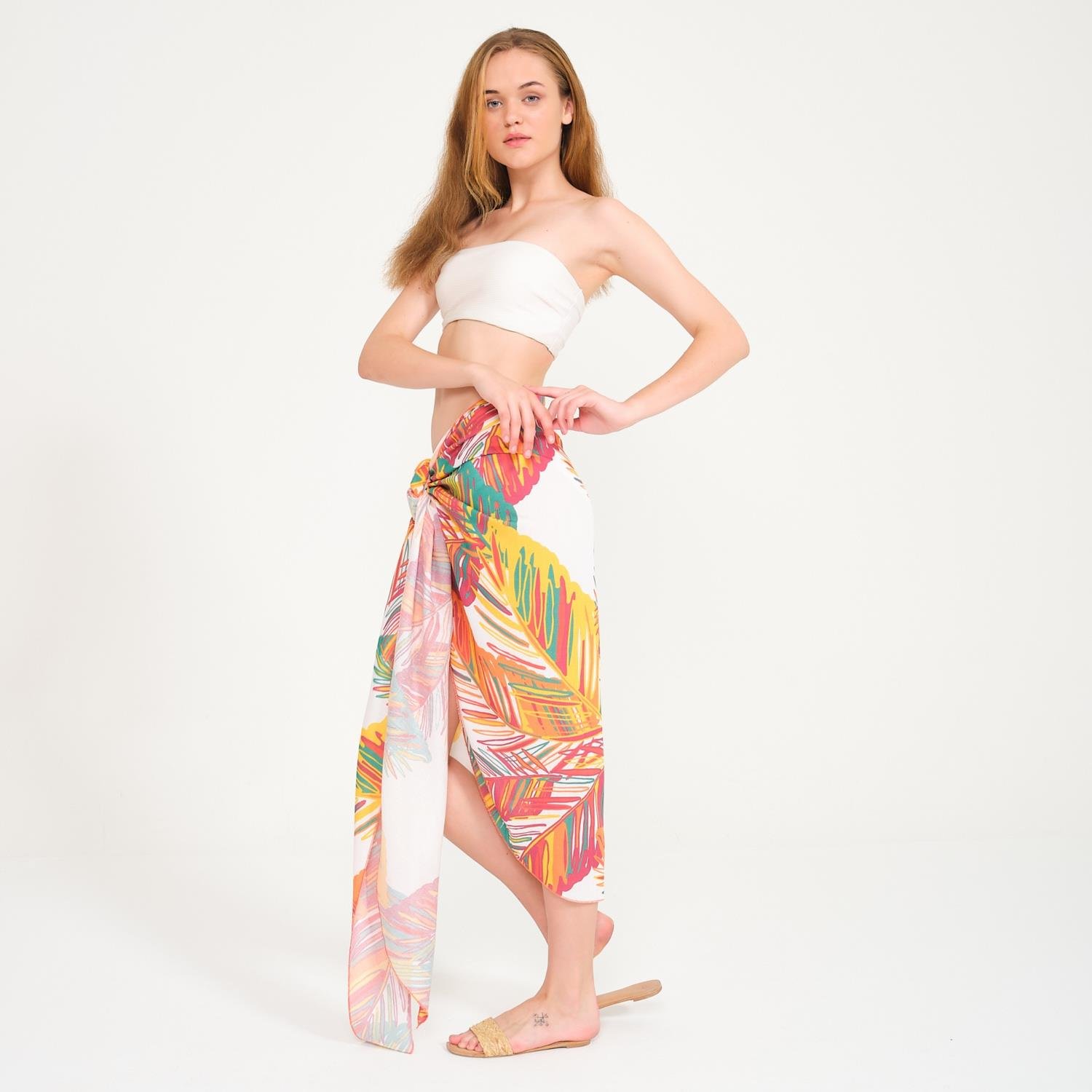 Plaj Eteği - Renkli Baskılı Etek Pareo - Miespiga