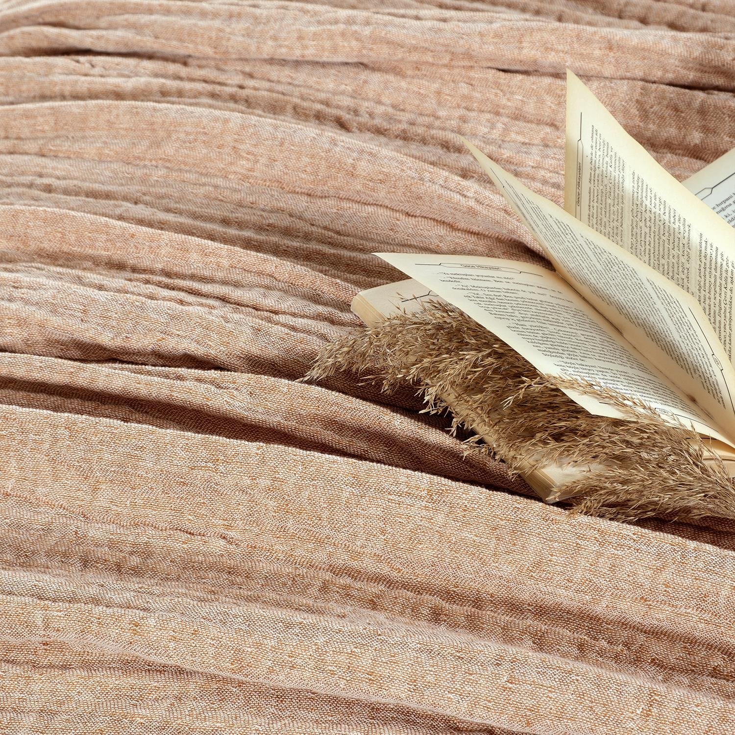 Koltuk Şalı - Rustik Keten Çift Taraflı Yumuşak Elyaf Dolgulu Nefes Alabilen Dört Mevsim Throw Koltuk Şalı 140x190 cm - Miespiga